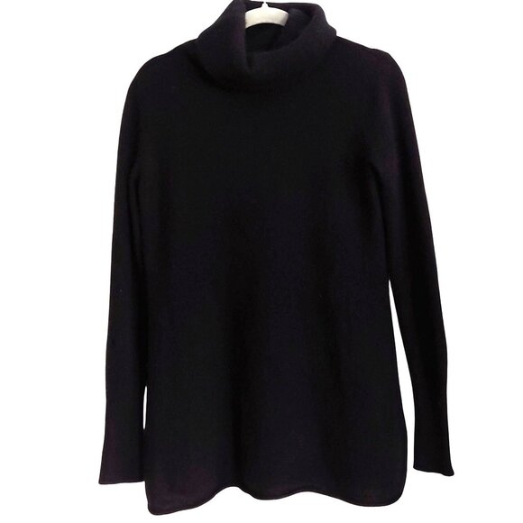 Athleta100% Cashmere Black Turtleneck Ribbed cuffs Soft Cozy S - Picture 1 of 11